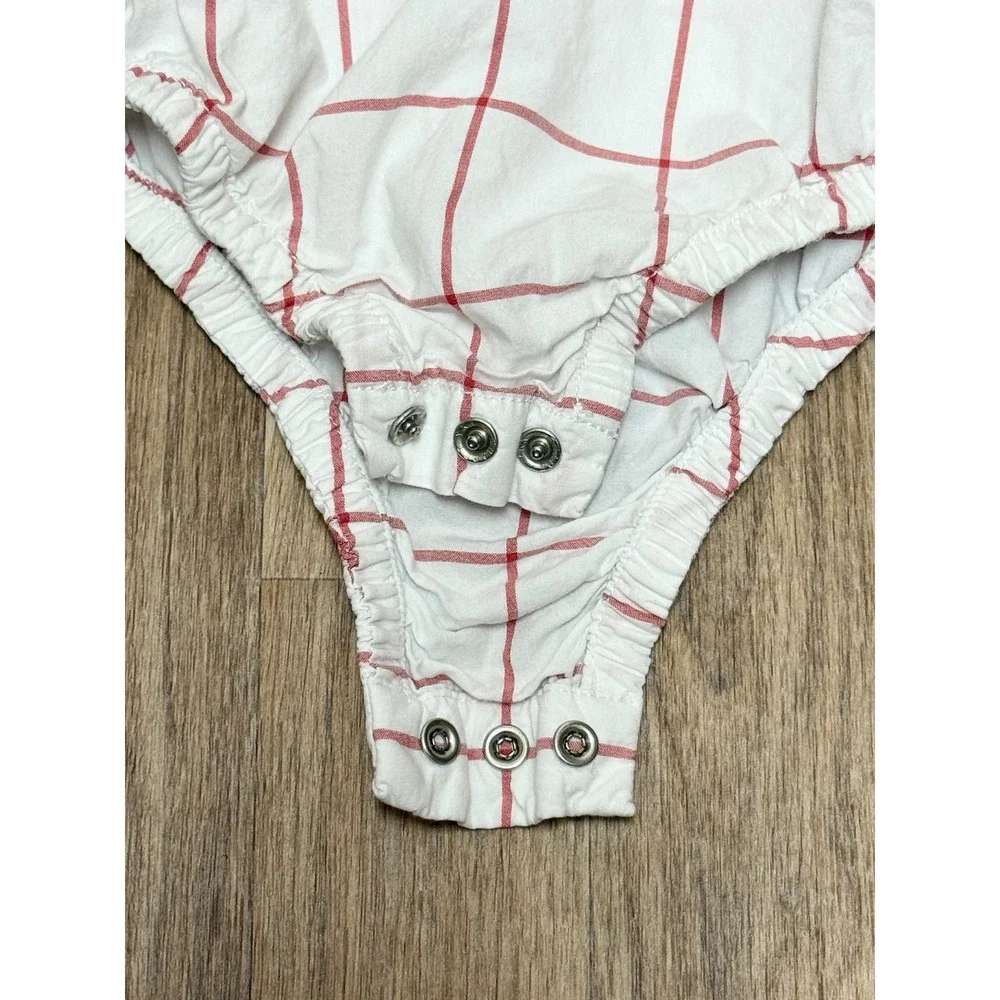 BabyGap Red White Windowpane Plaid Long Sleeve Bodysuit 3-6 Months